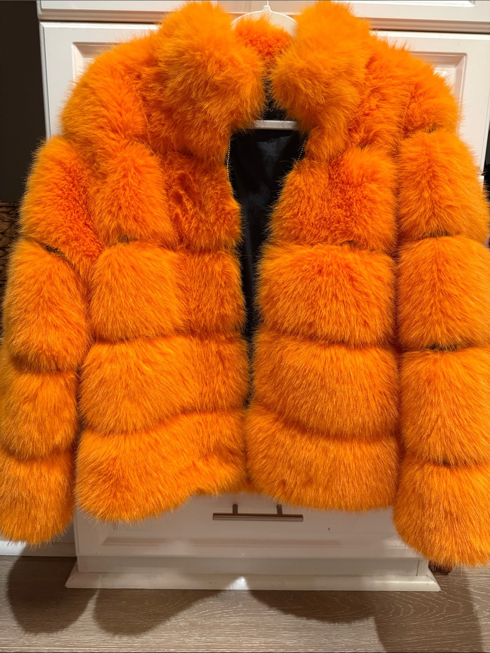 Orange Faux Fur Teddy Coat for Women